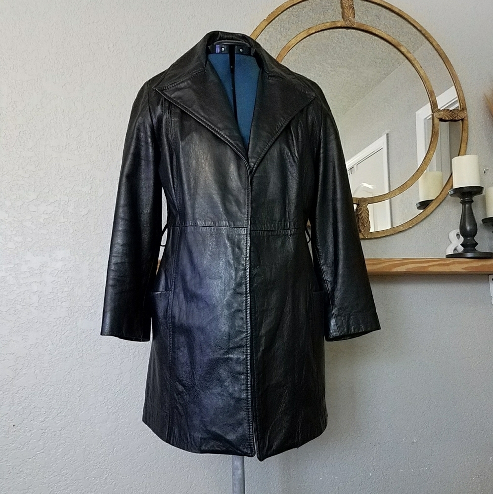 Leather jacket / trench coat leather jacket